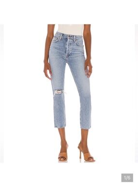 AGOLDE Riley High Rise Straight Crop in Endeavor. Size 27